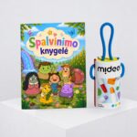 Spalvinimo knygelė su Daso personažais, o komplekte kartu mideer spalvinimo kreidelės