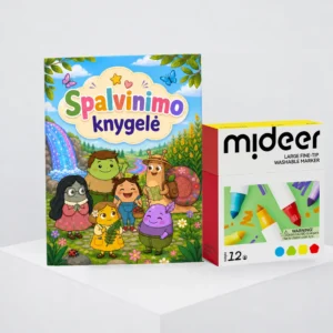 Vandens pagrindo nuplaunami flomasteriai saugus maziems vaikams. spalvinimo knygele dideliais paveiksleliais